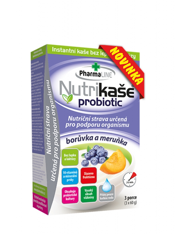 Nutrikaša probiotic – čučoriedka + marhuľa PHARMALINE 3×60 g